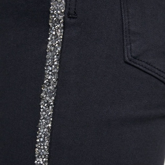 Zara gray light wash stretchy crystal studded ankle legging denim pants size 10 - Picture 3 of 14